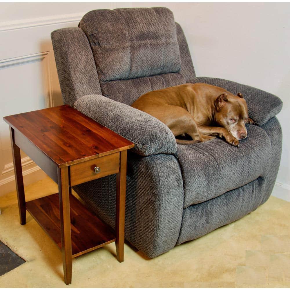 Solid Acacia Wood 23 in. Mahogany Recliner End Table