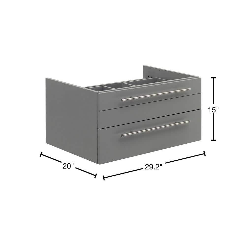 Lucera 30" Wall Mount Single Vessel Sink Bathroom Vanity Base Only (Top and Sink Not Included)