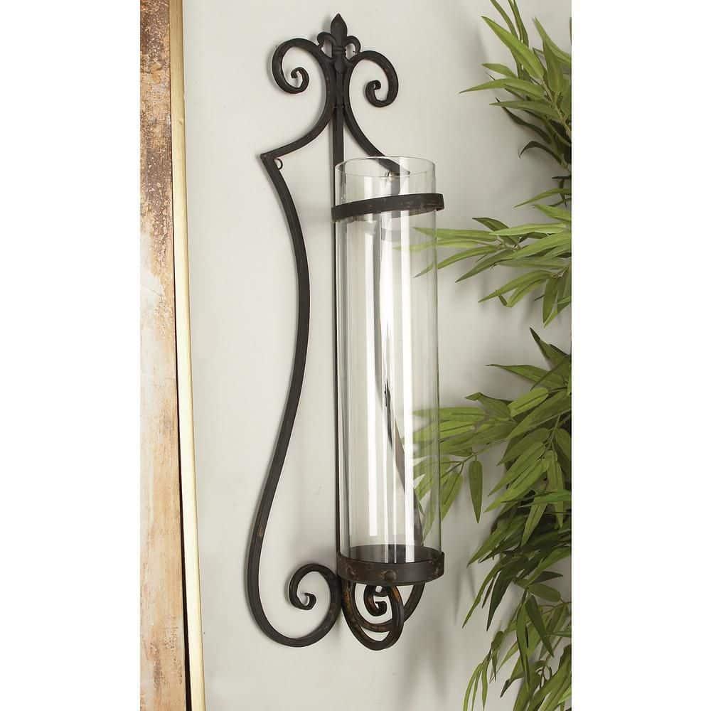 DecMode Black Metal Wall Sconce
