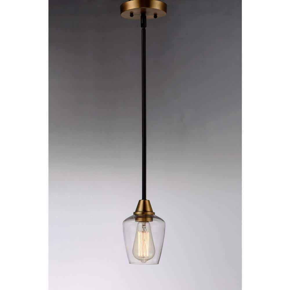 Maxim 96120CLBZAB 5 in. Goblet One-Light Mini Pendant Ceiling Light, Bronze & Antique Brass