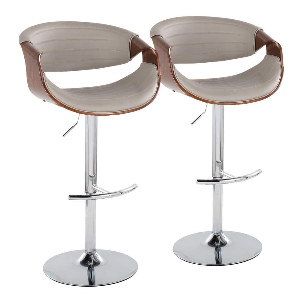 Swivel Upholstered Adjustable Height Counter Stool with Metal Frame