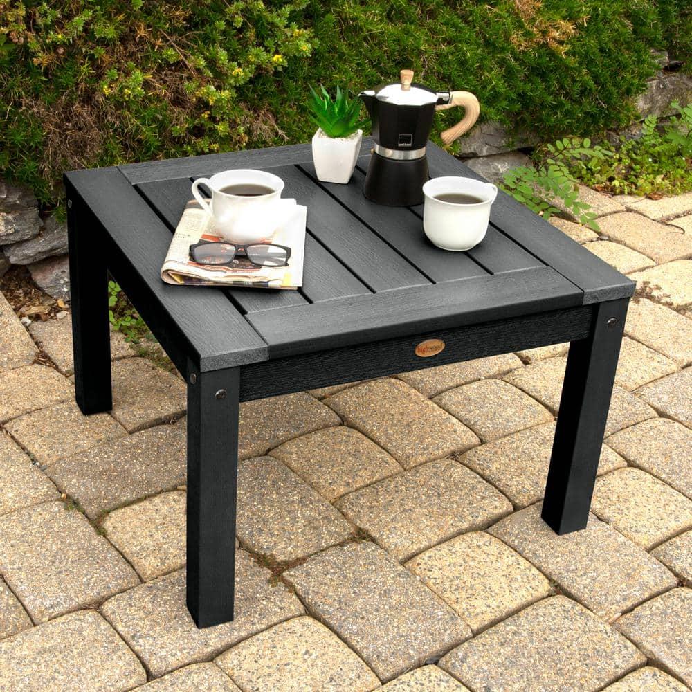 Adirondack Side Table Black - Highwood: Weather-Resistant Poly Lumber, 12-Year Warranty, Stainless Steel Hardware