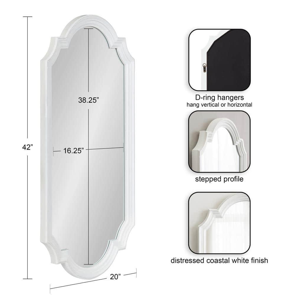 Kate and Laurel Fairbourne Scalloped MDF Full Length Mirror, 20x42, White
