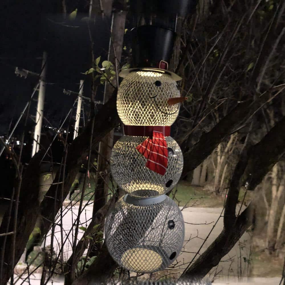 LIJCC Bird Feeder,Snowman Seed Bird Feeder Hummingbird Metal Mesh Bird Feeder Garden Hanging Ornaments