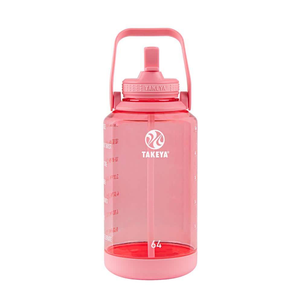 Takeya 64oz Tritan Motivational Water Bottle with Straw Lid - Pink