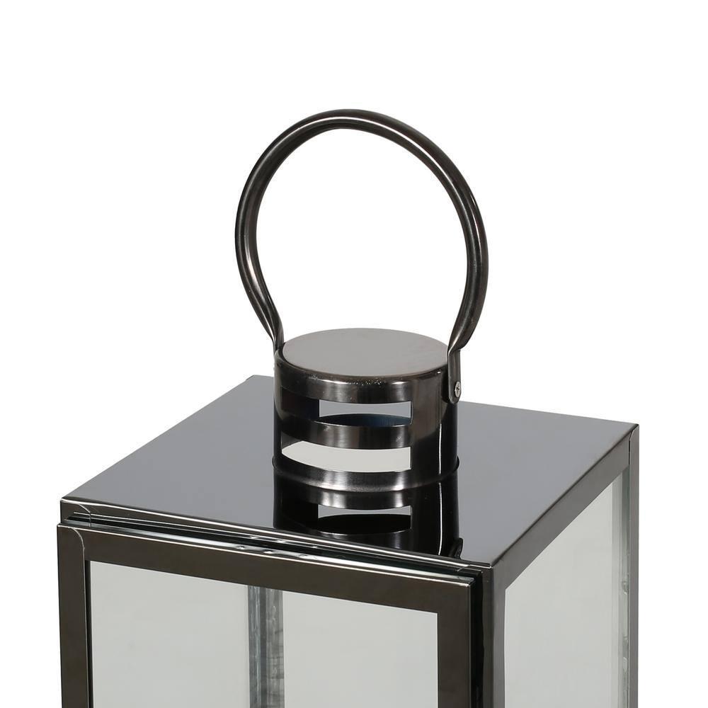 Noble House Heath 24" Modern Stainless Steel Lantern, Black