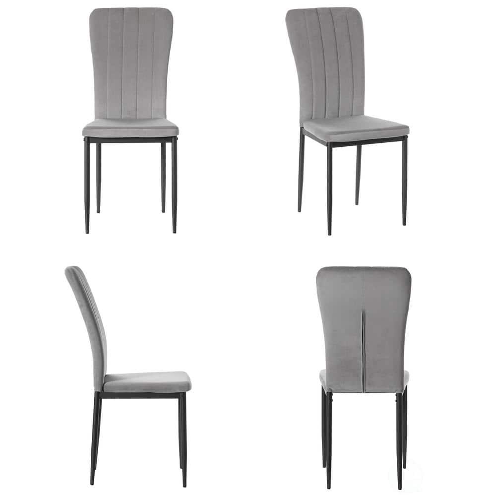 Fabulaxe Gray Modern And Contemporary Tufted Velvet Upholstered Accent Dining Chair