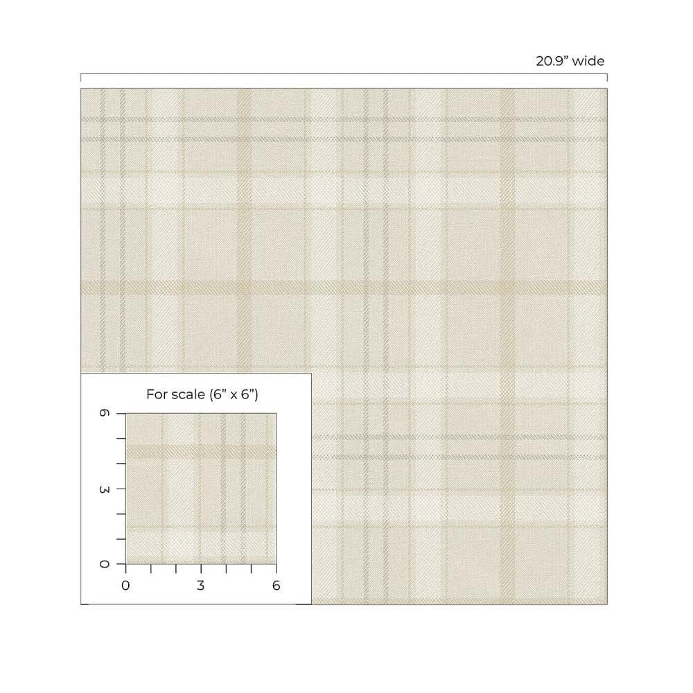 NextWall Neutral Tailor Plaid Peel and Stick Wallpaper - 20.9 in. W x 18 ft. L Roll