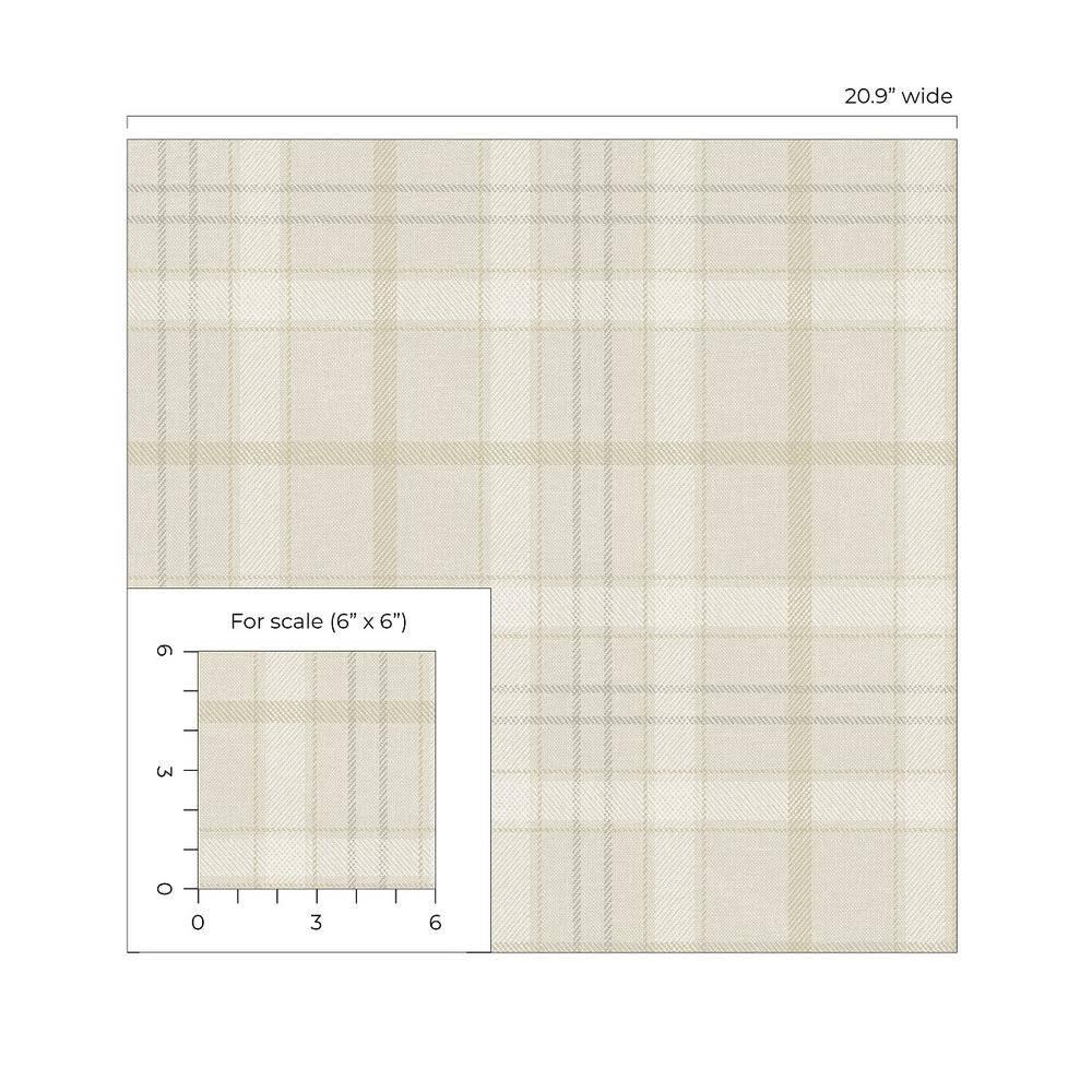 NextWall Neutral Tailor Plaid Peel and Stick Wallpaper - 20.9 in. W x 18 ft. L Roll