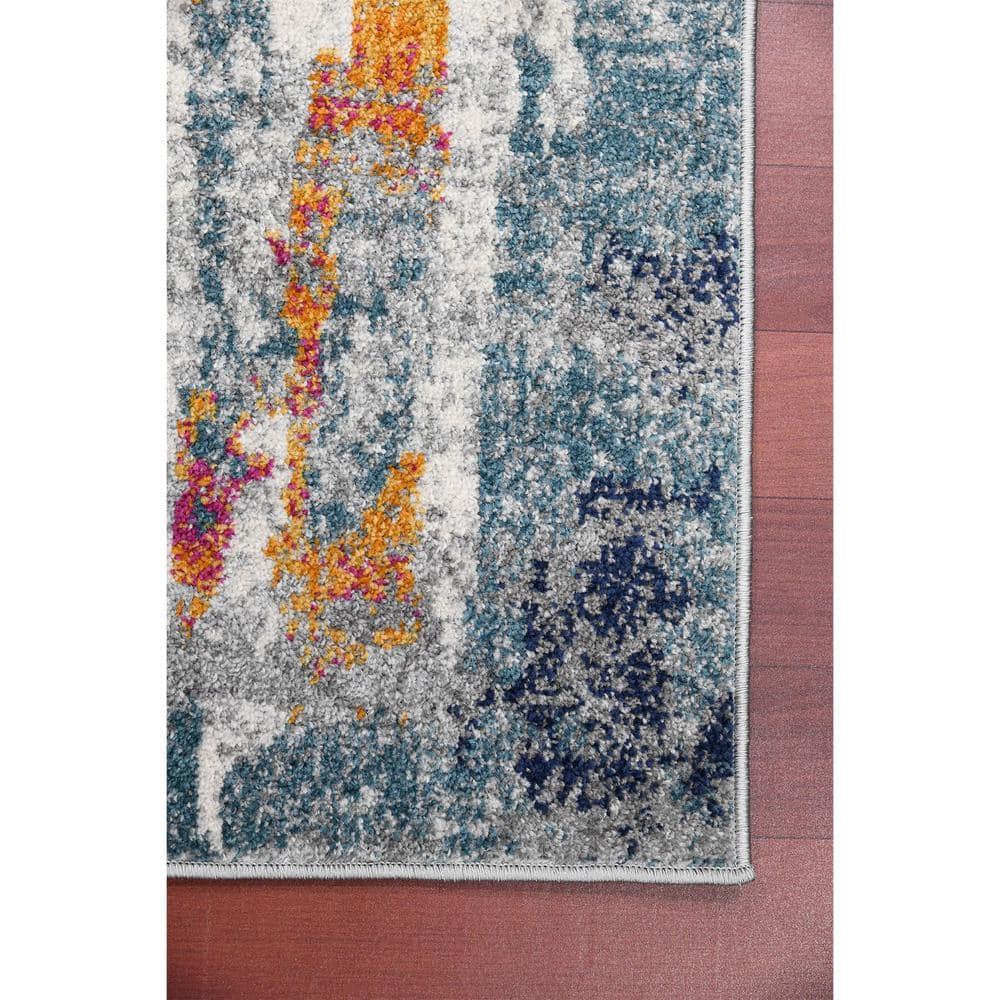 Chelsea Abstract Transitional Durable Performance Orange/Blue Area Rug