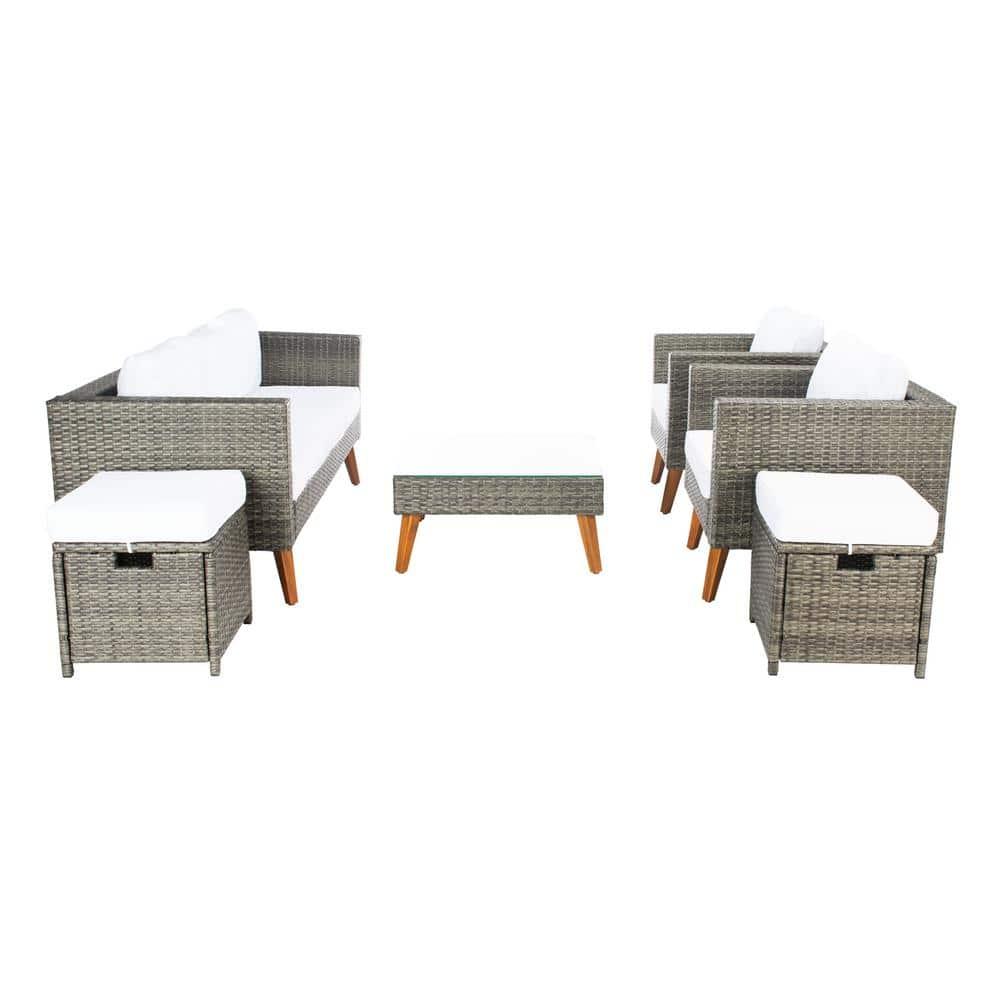 Presla 6 Pc Living Set - Indoor/Outdoor - PAT7715 - Grey Brown/White - Safavieh