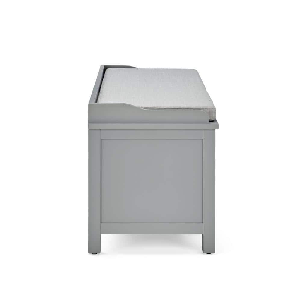 Alaterre Furniture Coventry 45 in. Pine Wood Storage Bench with Cushion, Entryway Organization & Decoration, 3 Adjustable/Removable Cubbies, Gray