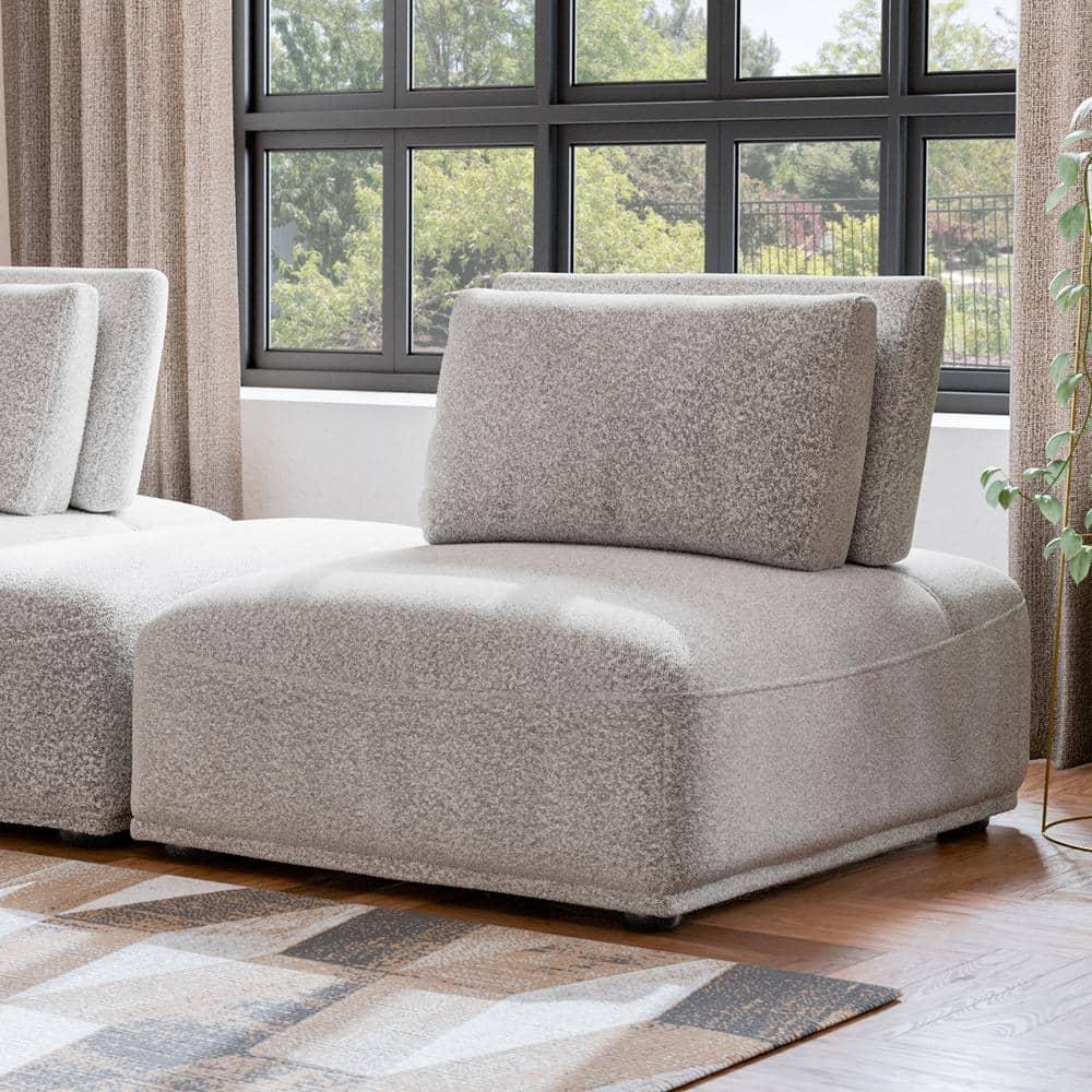 HOMES: Inside + Out Povoa Modern Modular Armless Chair Boucle with Extendable Backrest Light Gray