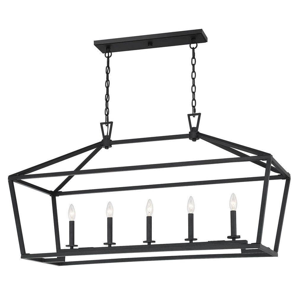 Savoy House 1-324-5-89 Townsend 5 Light Linear Chandelier in a Matte Black Finish (44" W x 23.5" H)