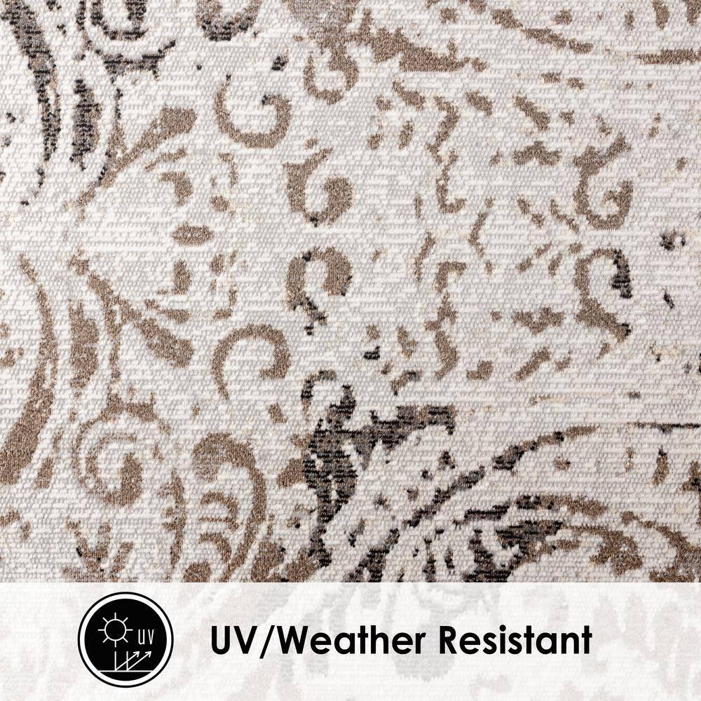 NICOLE MILLER NEW YORK Patio Sofia Juniper Paisley Indoor/Outdoor Area Rug, Ivory/Mustard