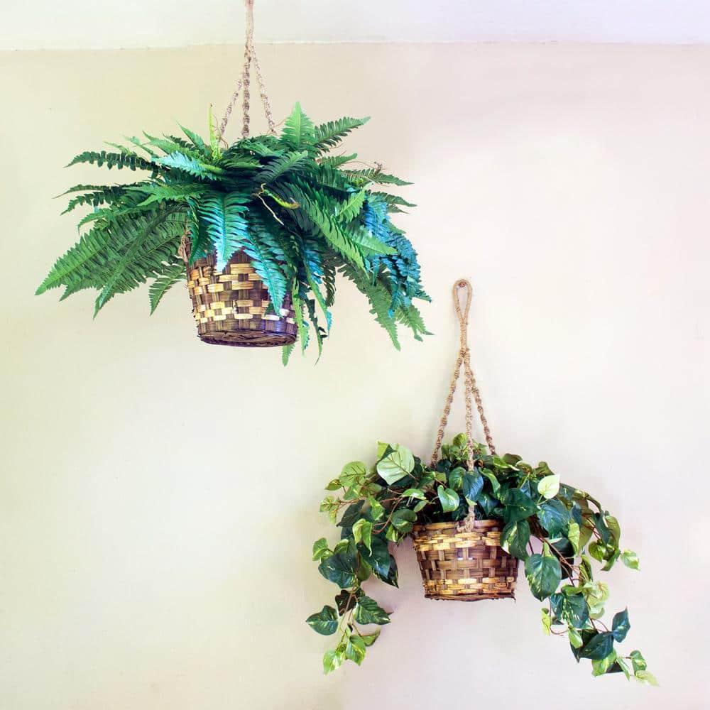 Nearly Natural Boston Fern Silk Hanging Basket