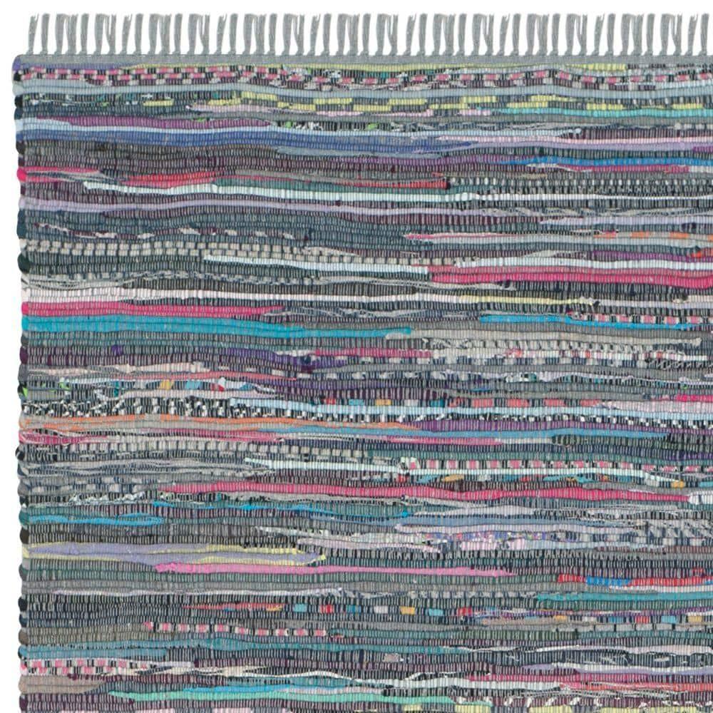 Rag Rug RAR121 Hand Woven Indoor Accent Rug - 4'x6' - Aqua/Multi - Safavieh