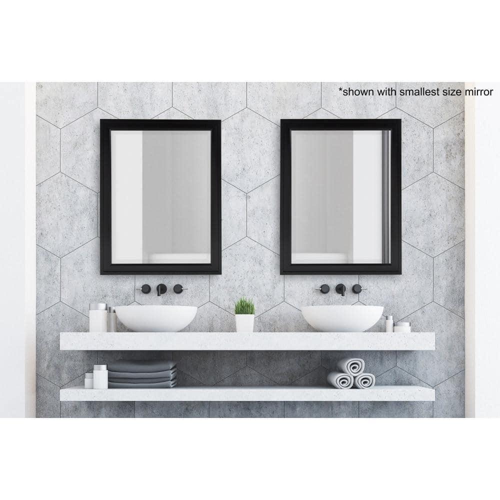 28" x 40" Bosc Framed Wall Mirror Black - DesignOvation: Modern Rectangular Decor, No Assembly Required