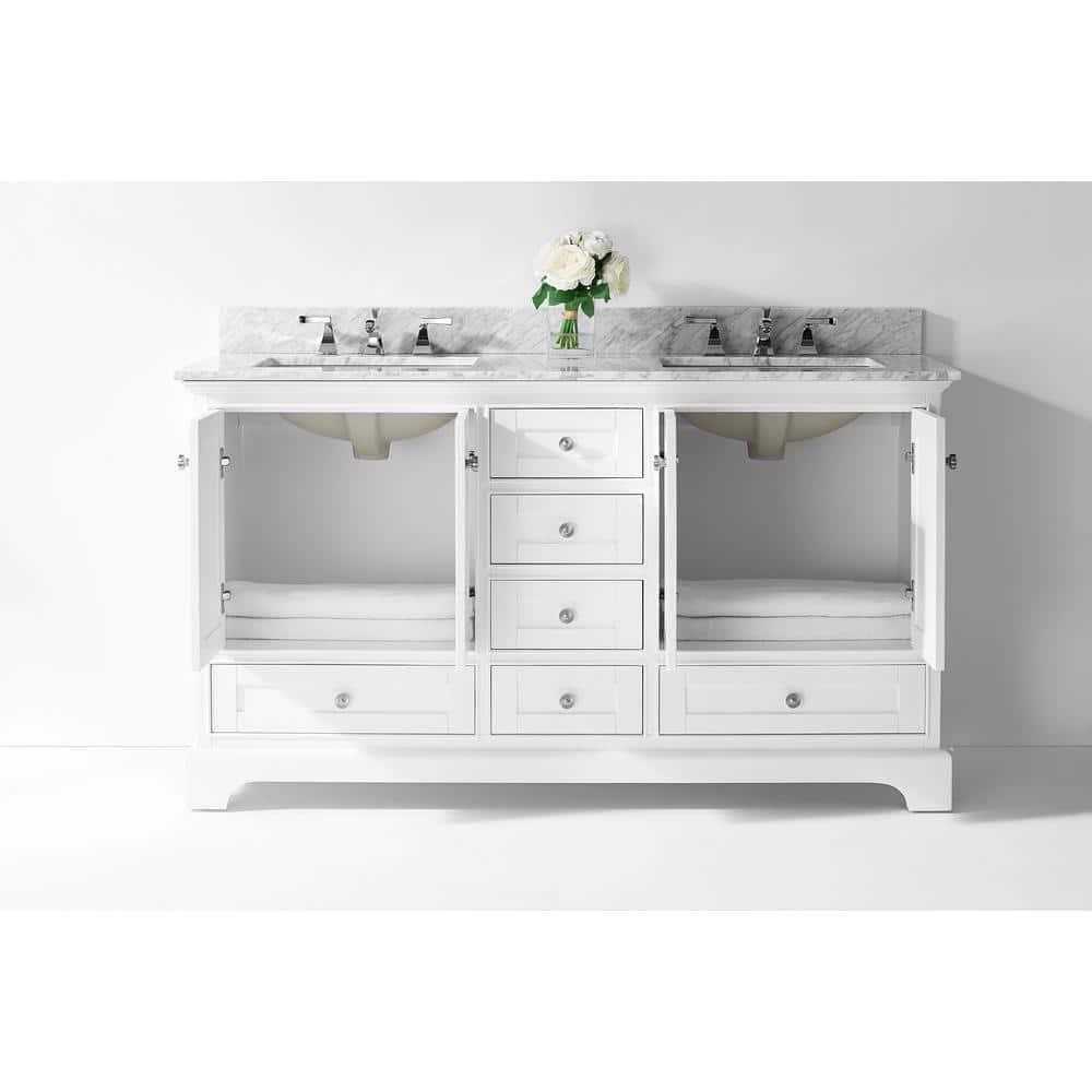 Ancerre Designs Audrey 60" Wood Bathroom Vanity Set in White
