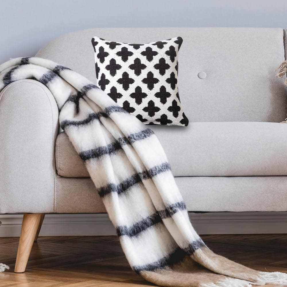 Evette Rios Modern Textured Woven Geometric Throw Pillow