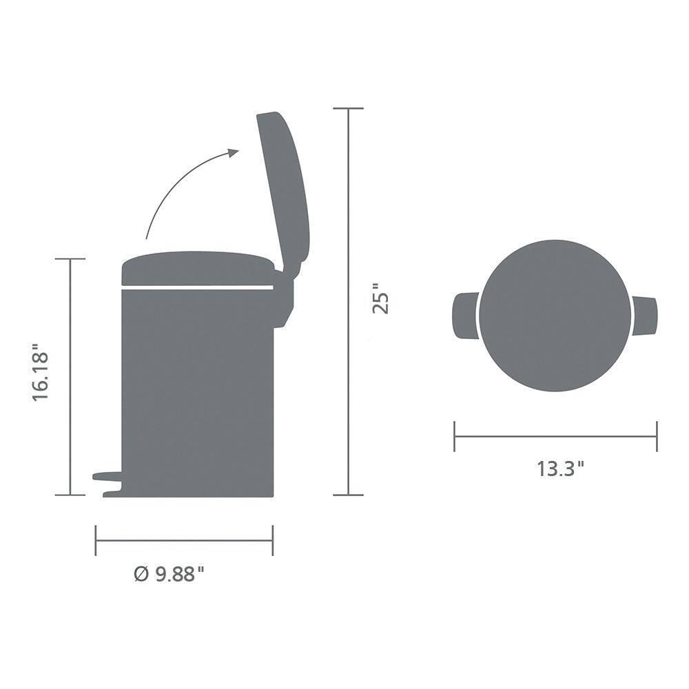 Brabantia Newicon Step On Trash Can, 3.2 Gallon (12 Liter)