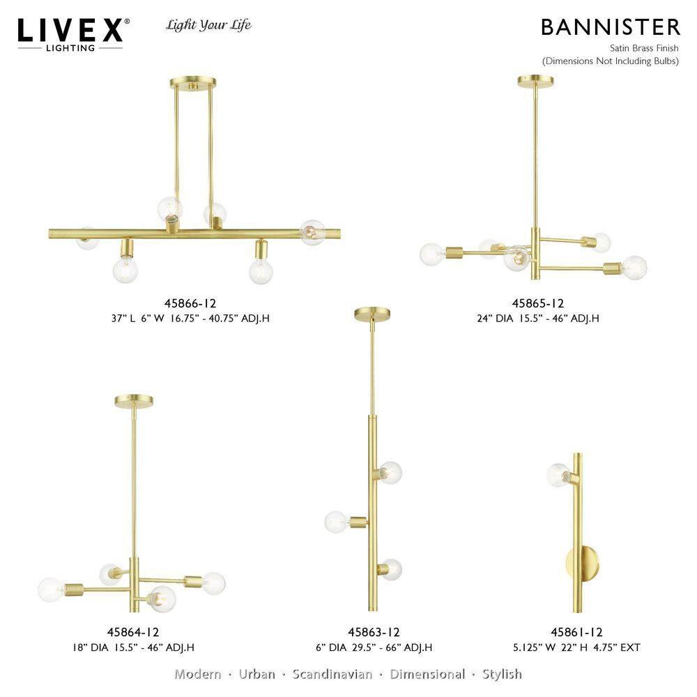 Livex Lighting Bannister 5 - Light Chandelier in  Satin Brass