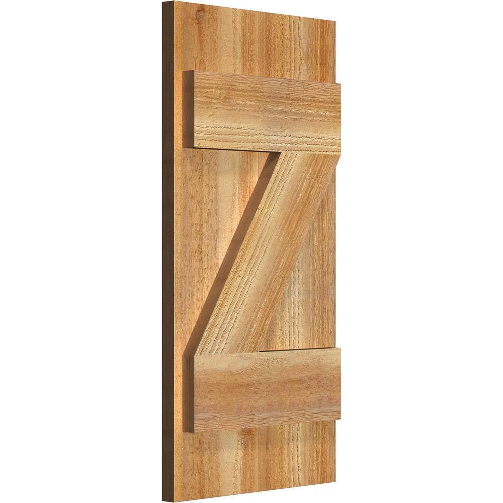 Ekena Millwork TimberCraft 5 3/8" Boards Joined Board-n-Batten Shutters w/Z-Bar, Western Red Cedar (Per Pair) (Set of 2)