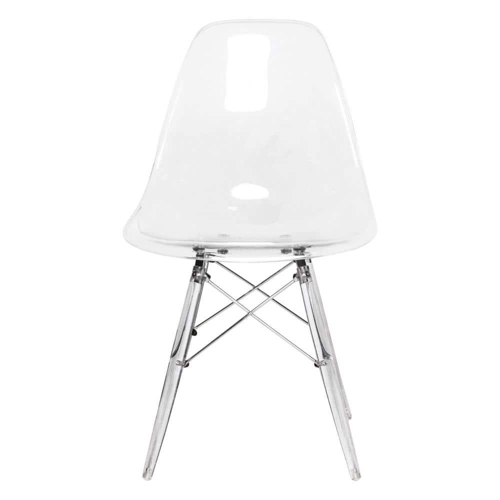 LeisureMod Dover Modern Dining Chair with Acrylic Base (Clear)