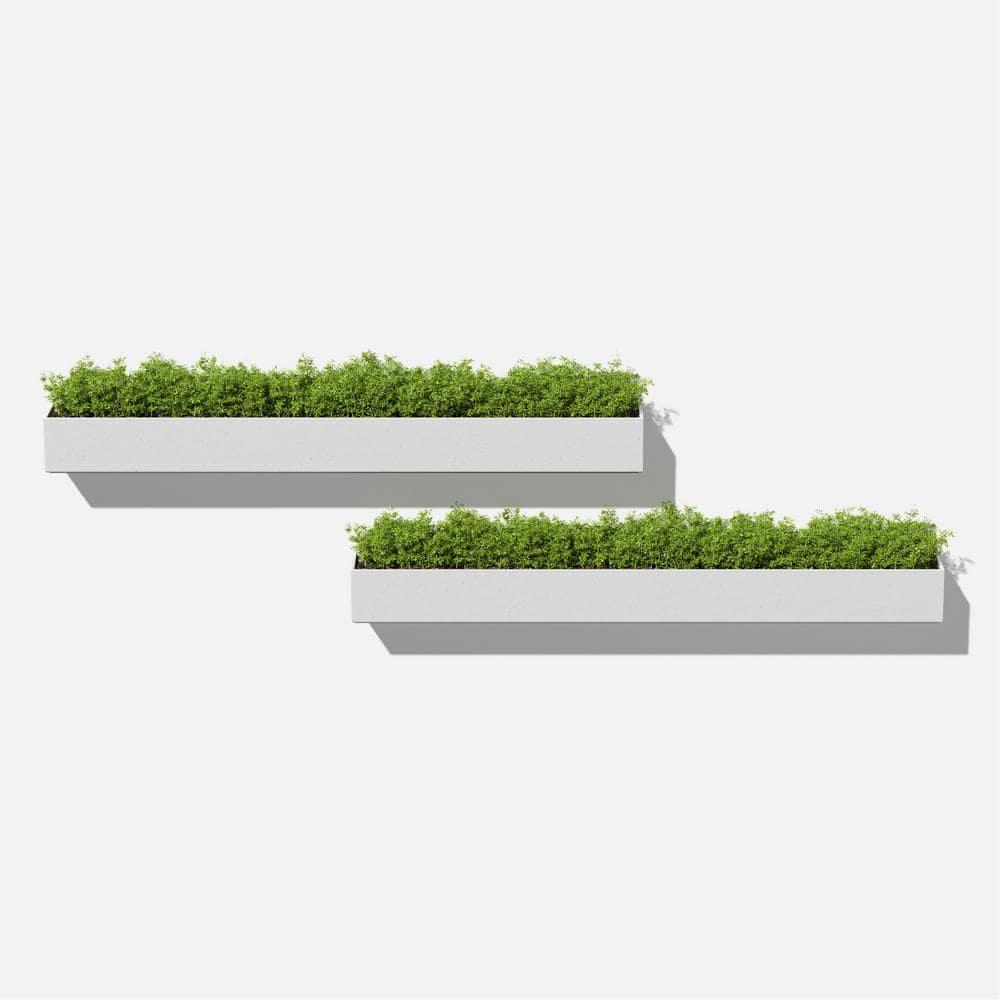 Veadek Geo Series Trough Hanging 32" Planter - 2-Pack White