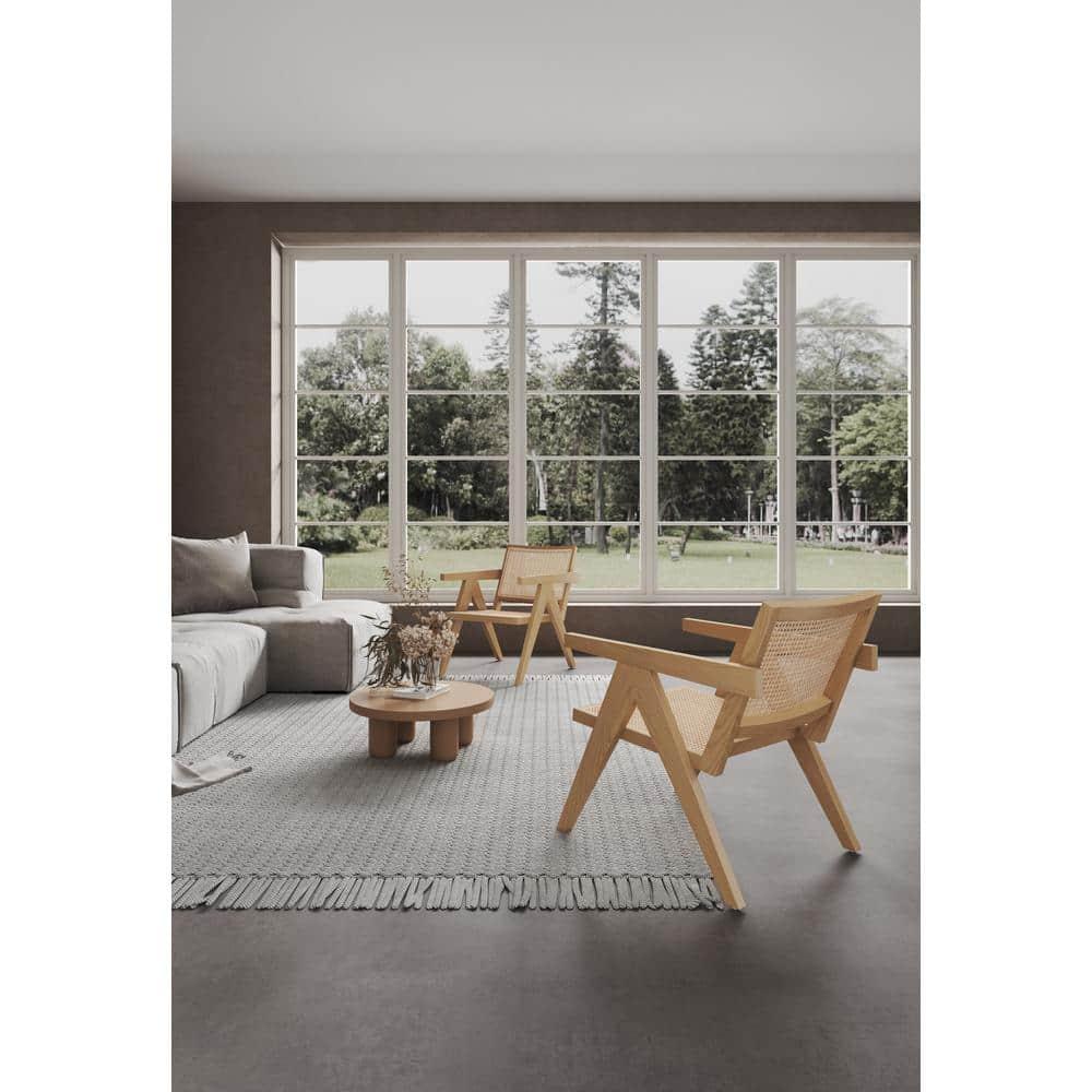 Set of 2 Hamlet Wood Accent Chairs Natural - Manhattan Comfort: Matte Finish, Ash Frame, No Assembly Required