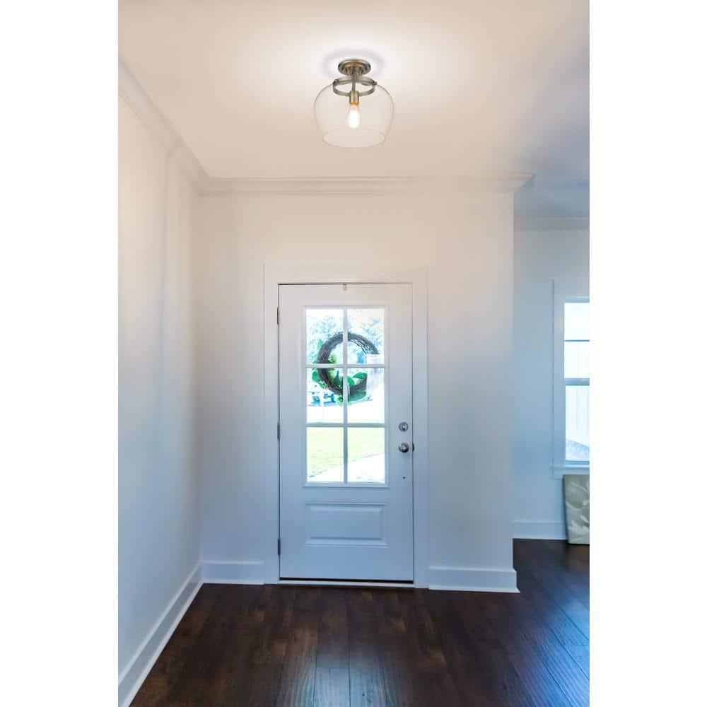 Joliet 13" Brushed Nickel Semi-Flush Mount with Bordeaux Glass Shade