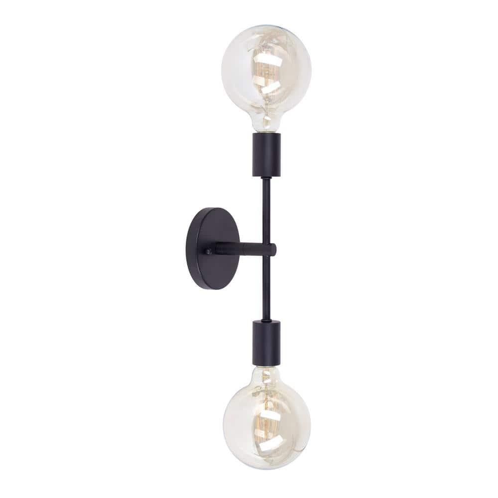 Baton 2-Light Black Wall Sconce