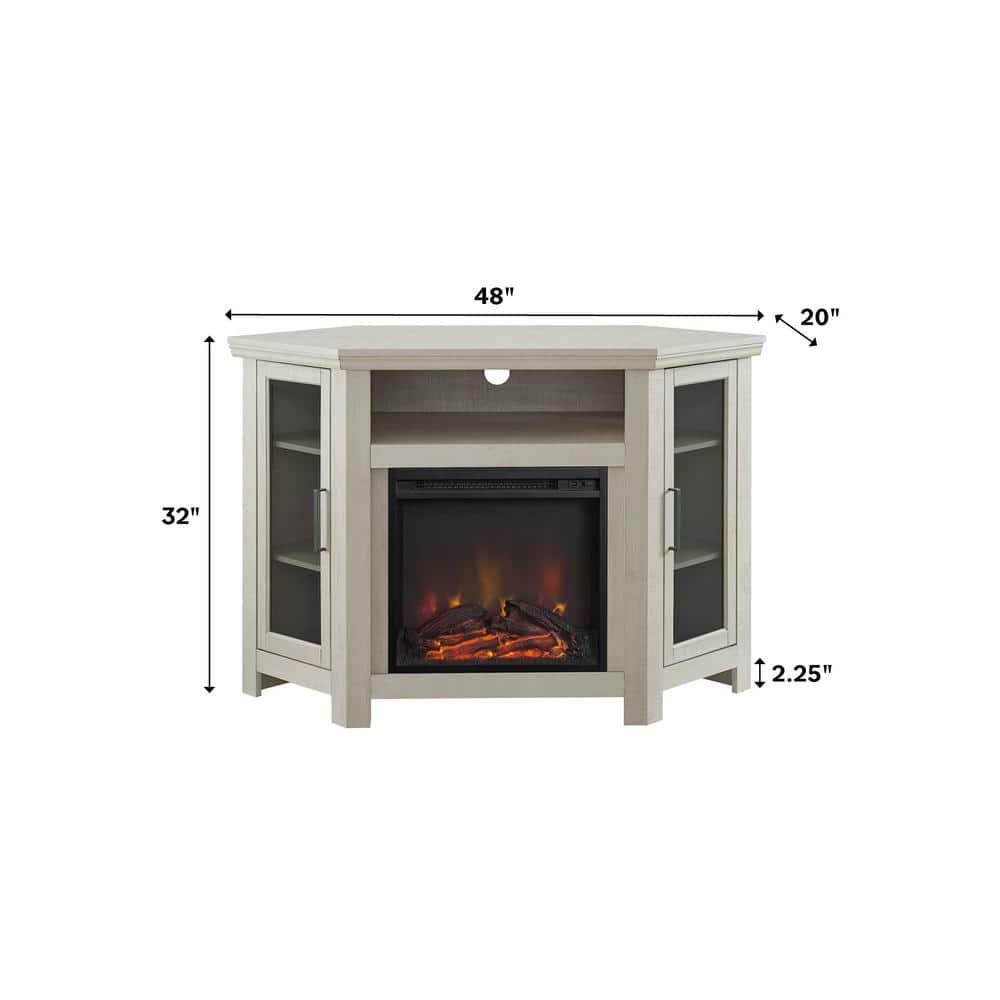 Elegant White Oak 48" Corner Media TV Stand with Electric Fireplace
