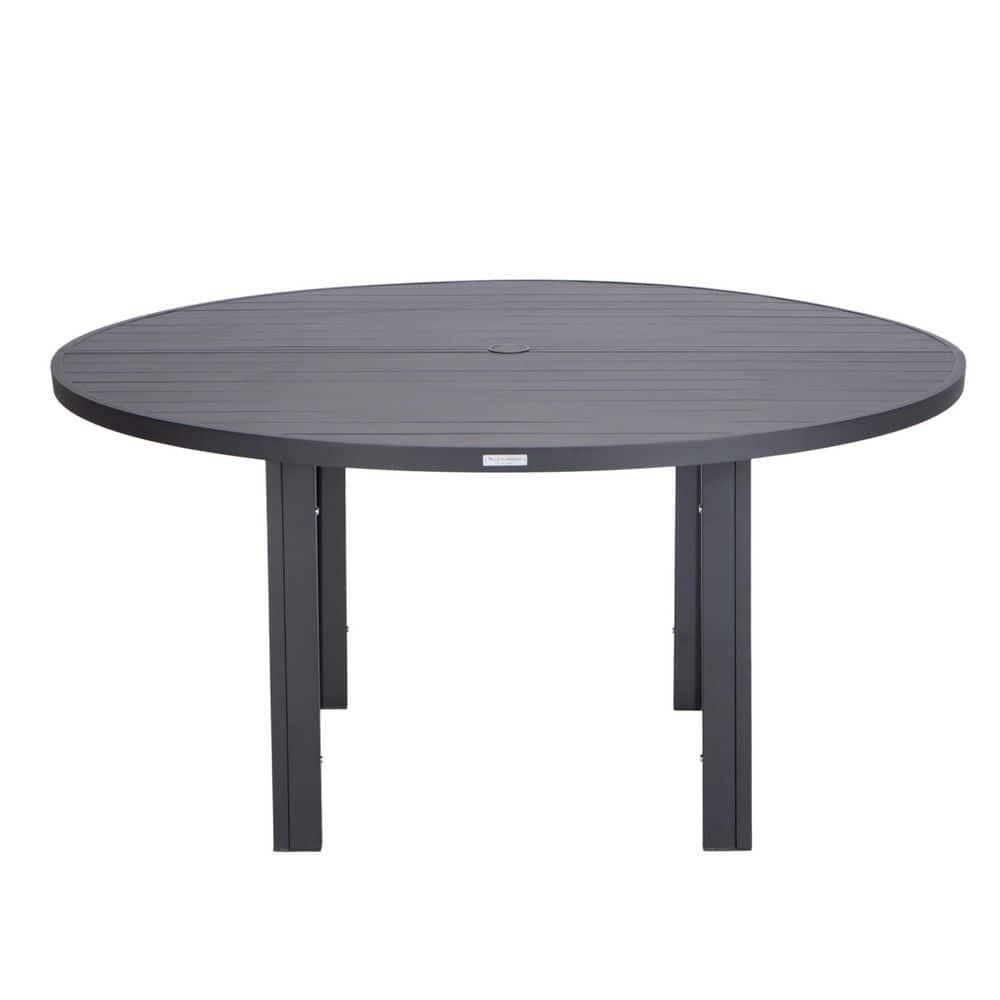 7-Piece Patio Dining Set With 60" Round Aluminum Dining Table And 6 Dining Armchair