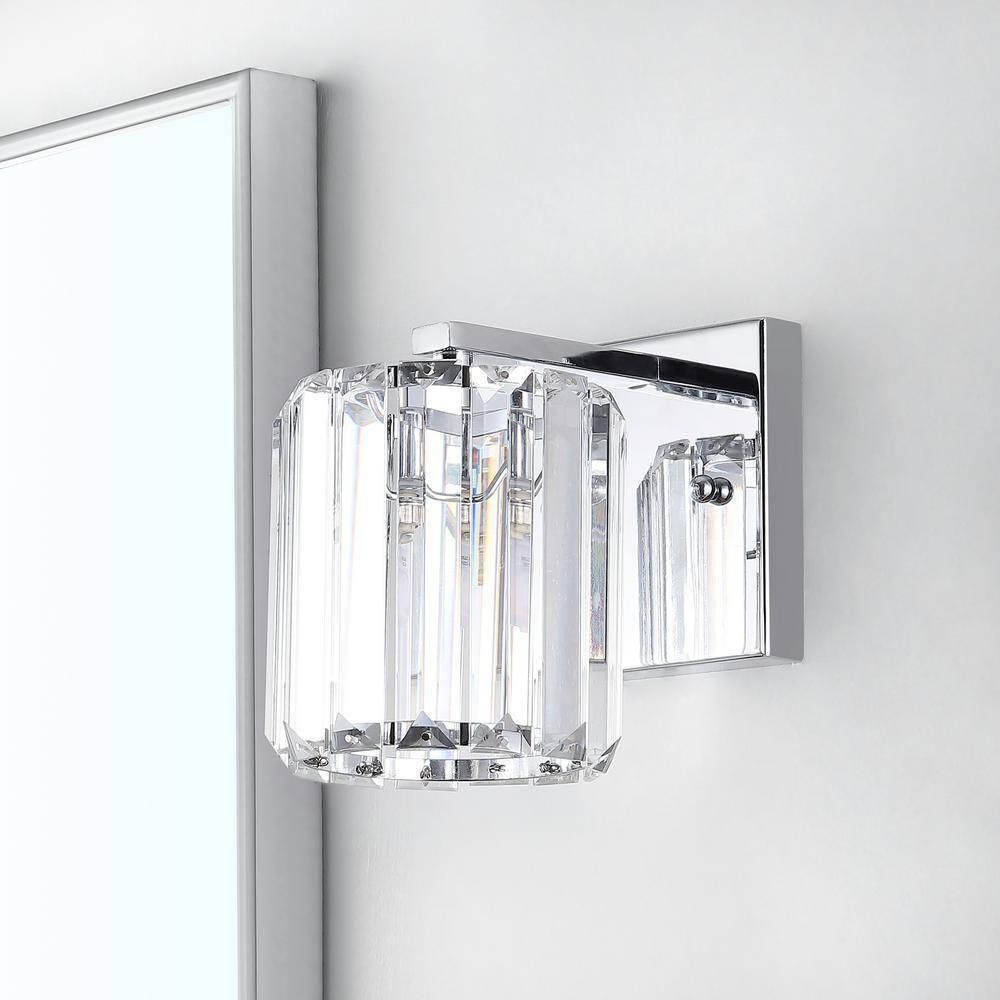 Coco Prism Vintage 4.75" 1-Light Metal/Glass Classic Glam LED Vanity Light, Chrome