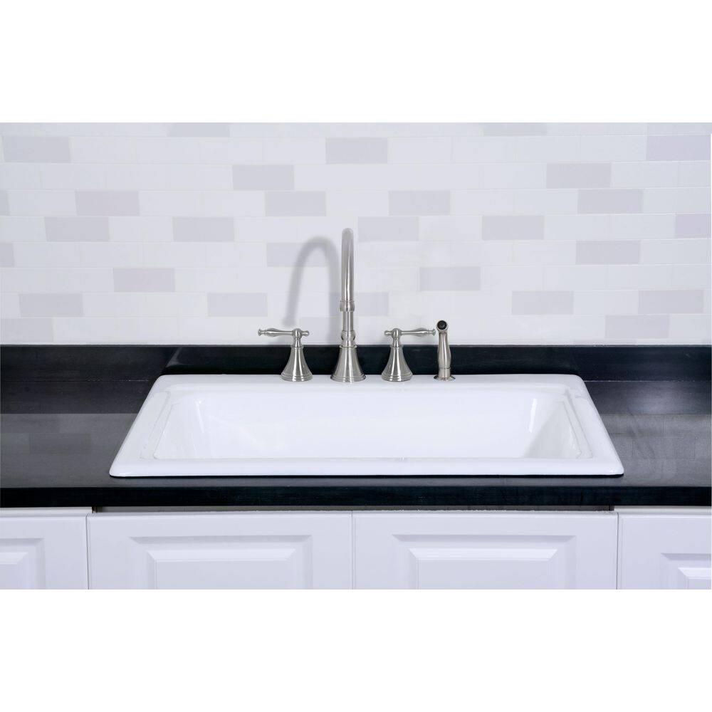 Kingston Brass Towne 33-Inch Cast Iron Self-Rimming Single Bowl Drop-In Kitchen Sink