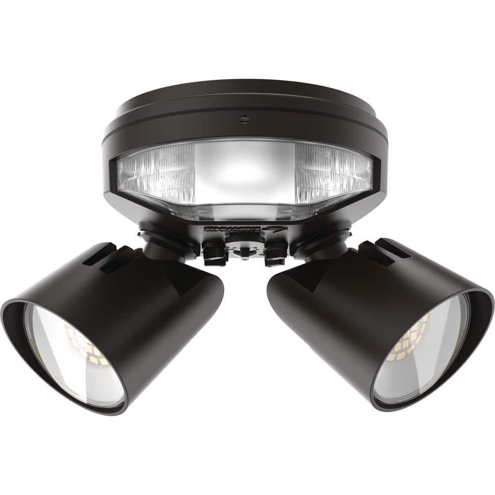Lithonia Lighting 2 - Head Hardwired Dusk to Dawn Outdoor Security Flood Light with Motion Sensor