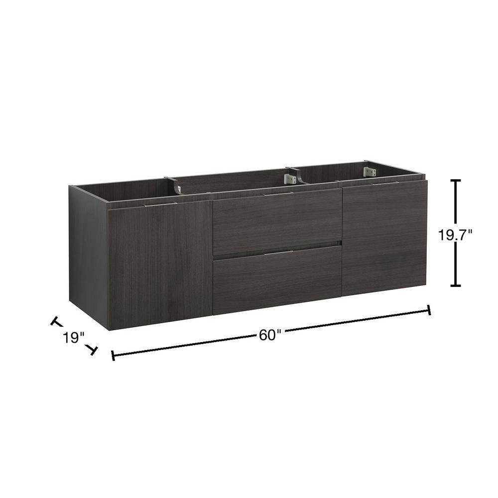 Fresca Valencia 60" Wall Mount Single Sink Bathroom Vanity Base Only (Top and Sink Not Included)