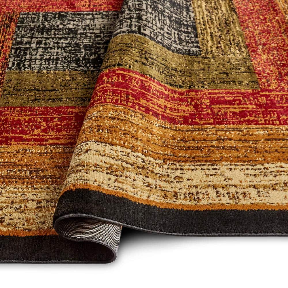 Home Dynamix Royalty Vega Contemporary Geometric Area Rug, Black/Brown, 5'2"x7'2"