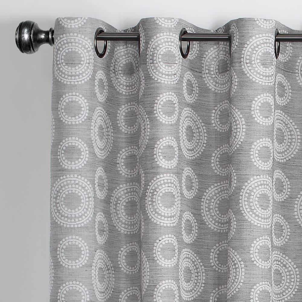 Achim Constellation Jacquard Circles Grommet Light Filtering Curtain Panel, Grey, 52" x 84"