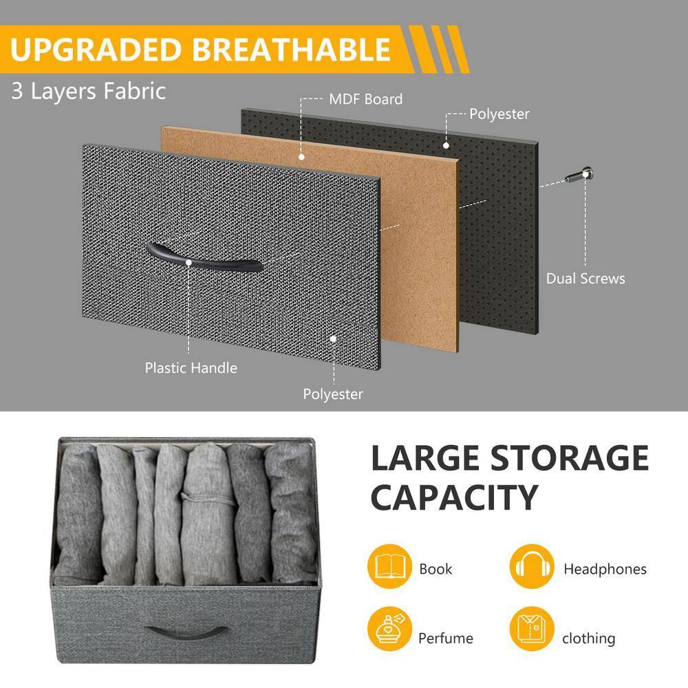 9 Drawer Dresser, Wide Chest Of Drawers Nightstand Storage Tower Storage Dresser Fabric Dresser With Wood Top, Metal Frame, Gray