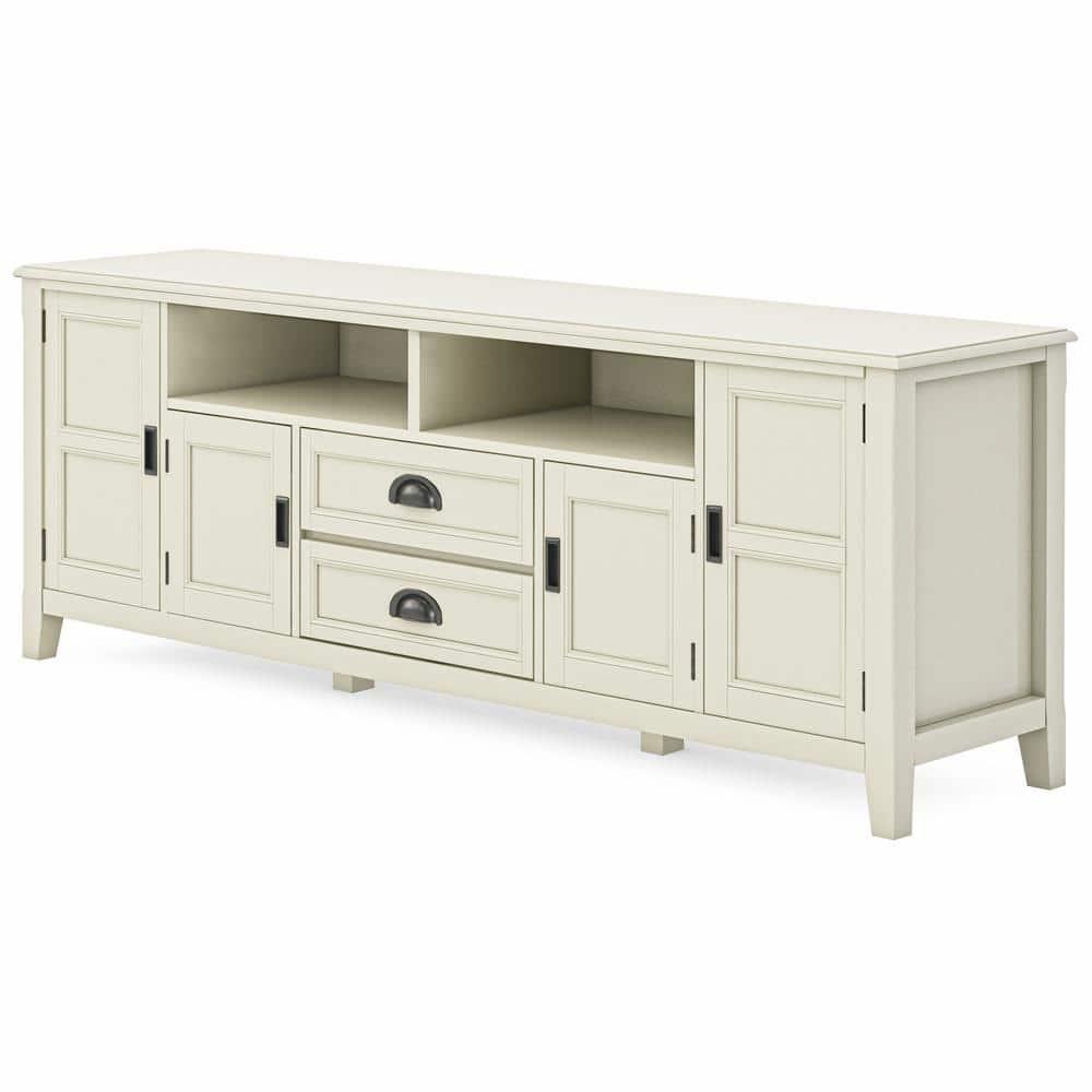 Simpli Home Burlington 72"W Solid Wood TV Stand for TVs up to 80" with 4 Cabinets