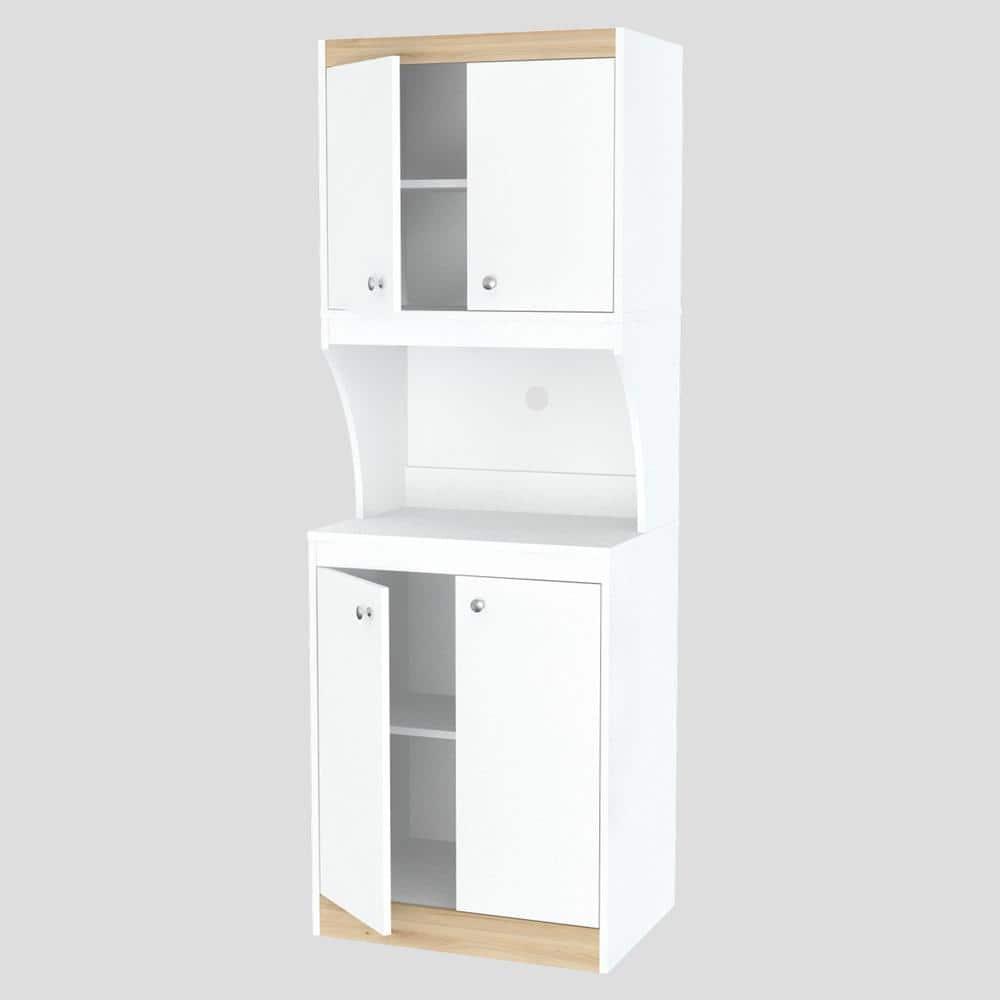Inval Galley 2-Piece Microwave Kitchen Storage Cabinet 47"W, White and Oak