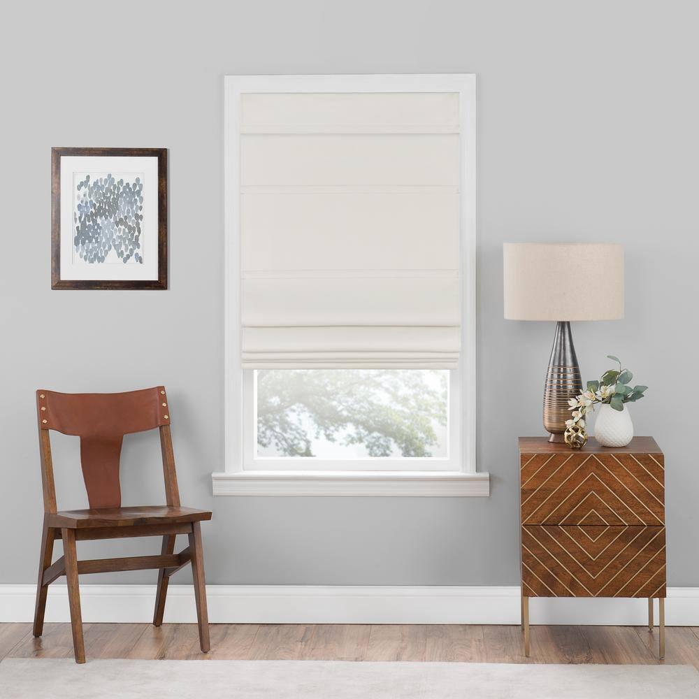 Achim Roman Indoor Cordless Ivory Polyester Blackout Window Roman Pleated Shade, 64" L x 30" W