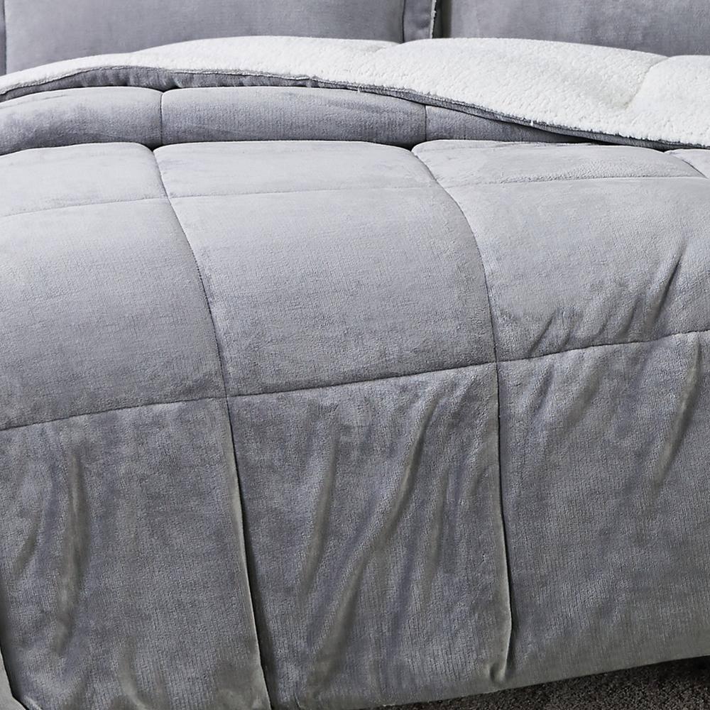 Truly Soft Cuddle Warmth King Comforter Set in Grey