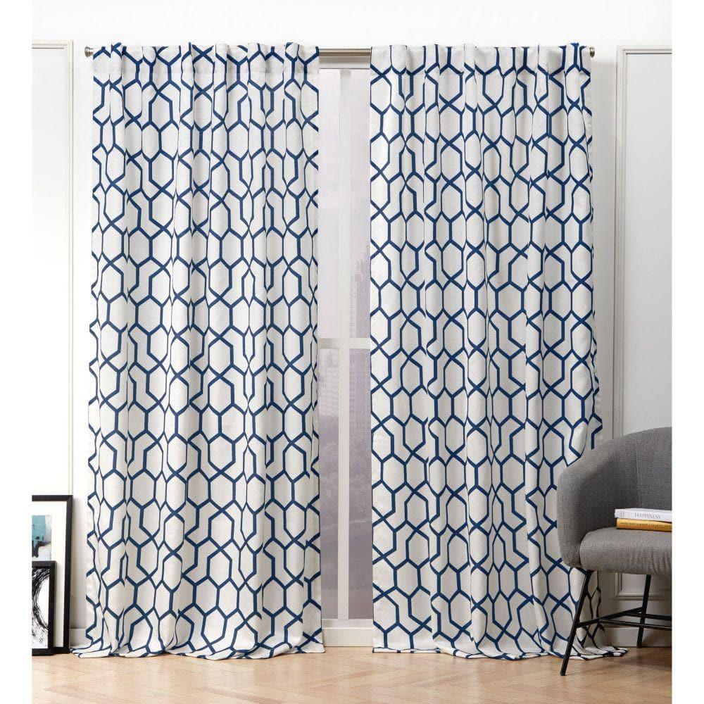 Nicole Miller Nicole Miller Hexa Geometric Print Hidden Tab/Rod Pocket Top Light Filtering Curtain Panel Pair (Set of 2)
