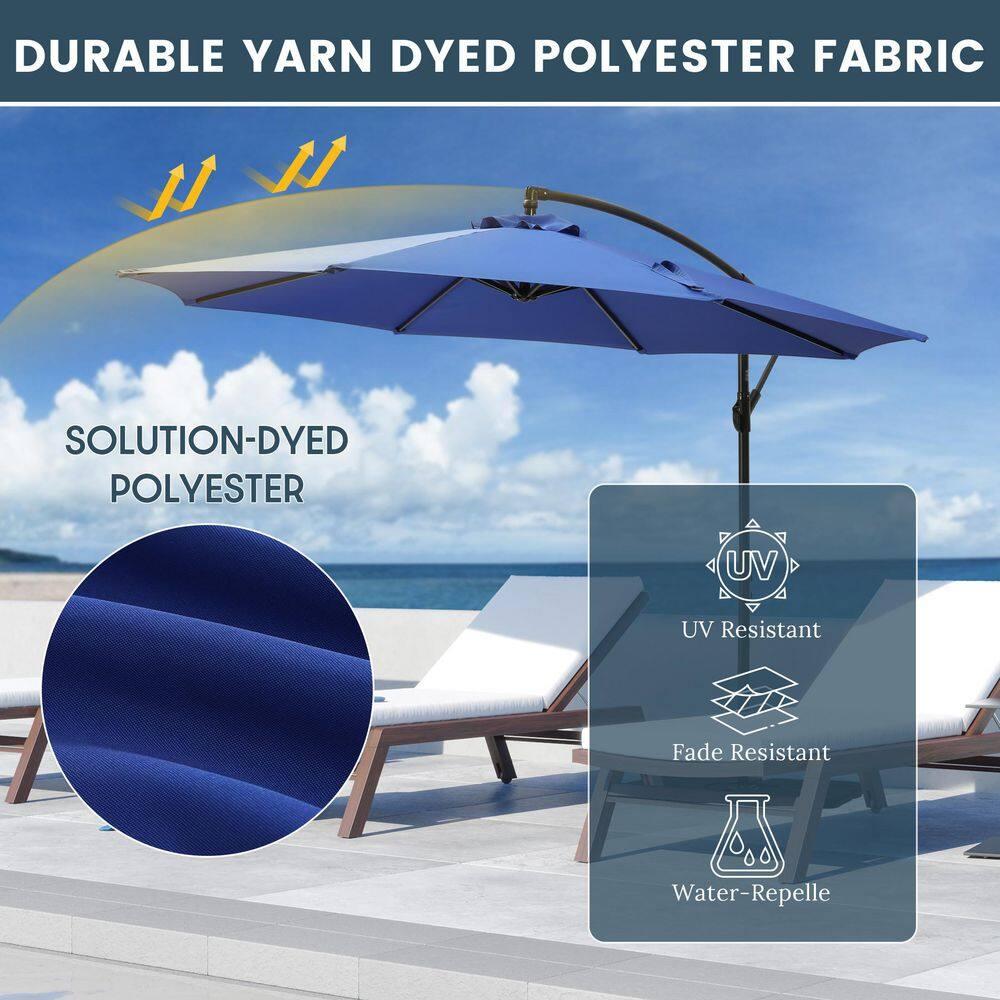 Polytrends Weller 10-foot Offset Cantilever Hanging Patio Umbrella Royal Blue