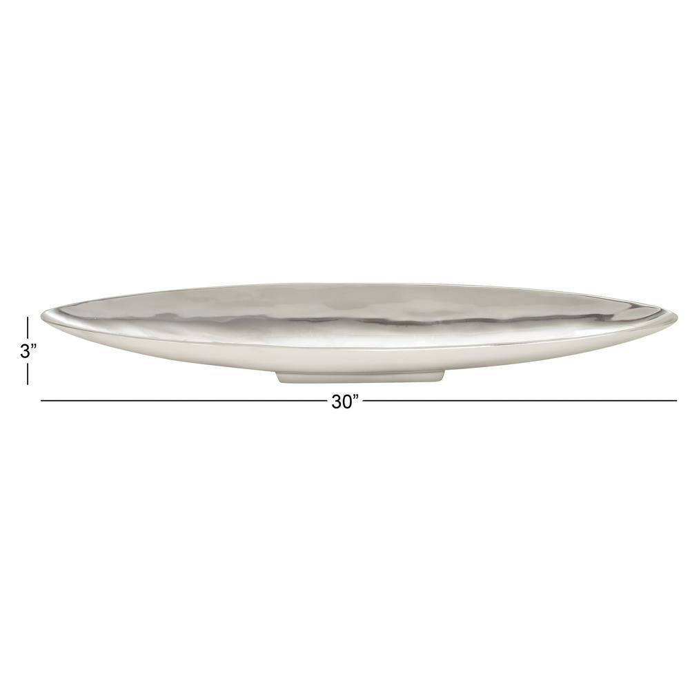 Hurtt Aluminum Metal Sleek Minimalistic Boat Decor Silver Tray