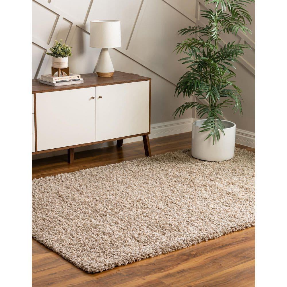 Unique Loom 9' 0 x 12' 0 Rectangle Solid Shag Taupe Area Rug