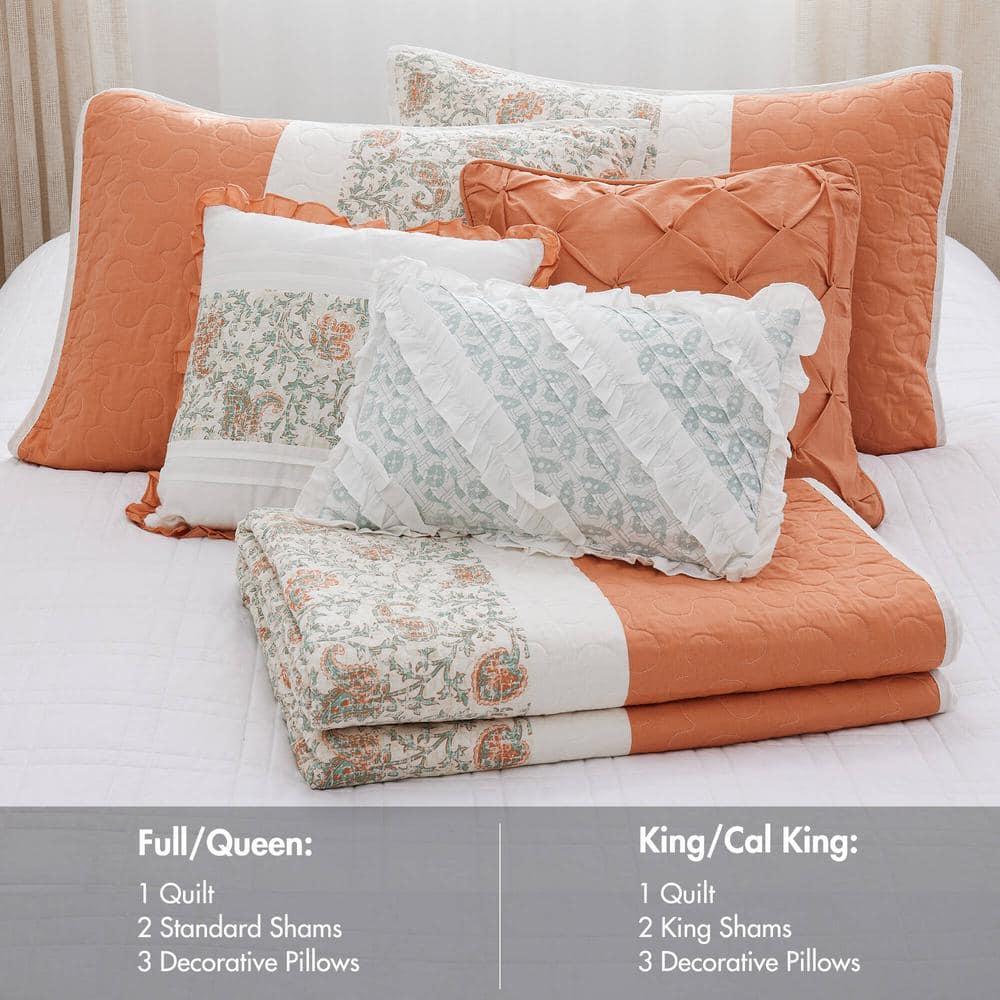 Madison Park Dawn 6 Piece Cotton Percale Quilt Set with Throw Pillows